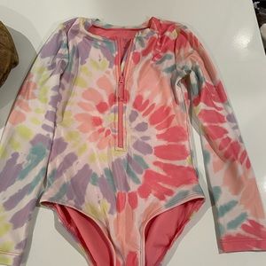 Girls 1-piece Gap rashguard zippered swimsuit in size large.